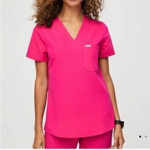 Shocking Pink Figs Catalina One Pocket Scrub Top